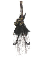 40.5" Twig Broom With Witch  Black Brown (pack of 6)