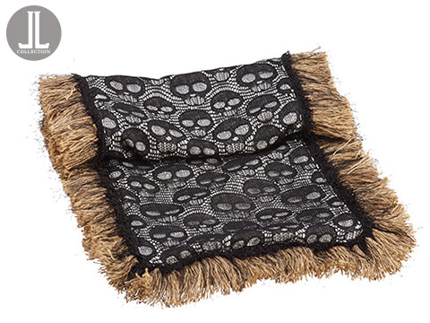 14"Wx72"L Skull Lace Table Runner Black Cream (pack of 2)