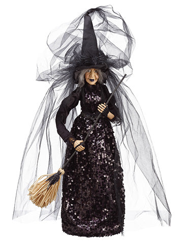 21" Halloween Spider Witch  Black (pack of 1)