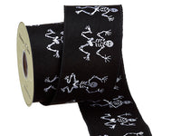 4"Wx10yd Non-Woven Skeleton Embroidery Ribbon Black White (pack of 4)