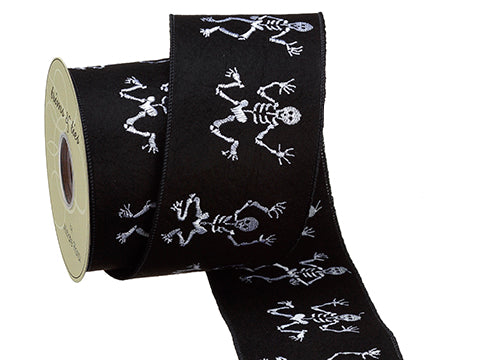 4"Wx10yd Non-Woven Skeleton Embroidery Ribbon Black White (pack of 4)