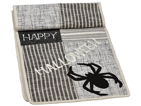 14"Wx72"L Halloween Patchwork Table Runner Gray Black (pack of 4)