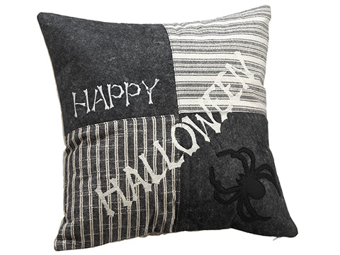 16"Wx16" Halloween Patchwork Pillow Gray Black (pack of 6)