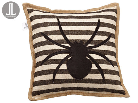 16"Wx16"L Spider Pillow  Black Beige (pack of 6)