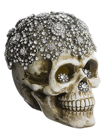 6" Jewelled Skull  White Clear (pack of 2)