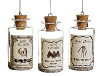 4" Glittered Poison Bottle (3 ea./set) Silver (pack of 4)