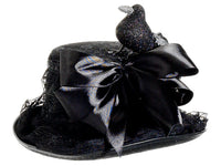 12" Witch's Hat w/Crow  Black (pack of 4)