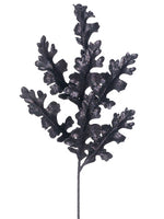 20" Glittered Oak Leaf Pick  Black Glittered (pack of 24)