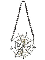 6.5" Hanging Rhinestone Spider Web w/Spider Black Gold (pack of 8)