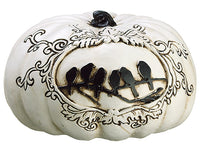 4"Hx6.5"D Crow Pumpkin  White Black (pack of 4)