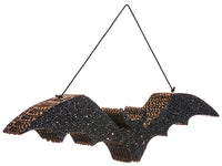 16" Glittered Hanging Bat  Black (pack of 12)