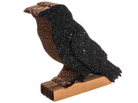 8" Glittered Crow Table Decor  Black (pack of 6)