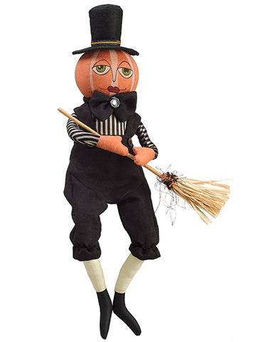 20" Day of The Dead Pumpkin Boy Black Orange (pack of 6)