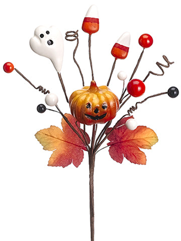 11.5" Jack-O-Lantern/Ghost/ Candy Pick Orange White (pack of 12)