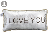 12wx23"L I Love You Pillow  Silver Beige (pack of 4)