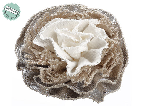 3" Flower Boutonniere  Silver Beige (pack of 12)