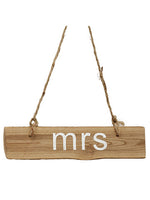 7.75" Hanging Sign Mrs  Brown Whitewashed (pack of 12)