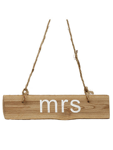 7.75" Hanging Sign Mrs  Brown Whitewashed (pack of 12)