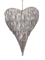 18" Hanging Heart  Brown Whitewashed (pack of 6)