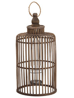 21.5"Hx10.75"D Hanging Lantern With Glass Candleholder Brown Gray (pack of 2)