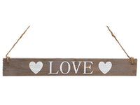 15" Love Hanging Sign  White Brown (pack of 24)