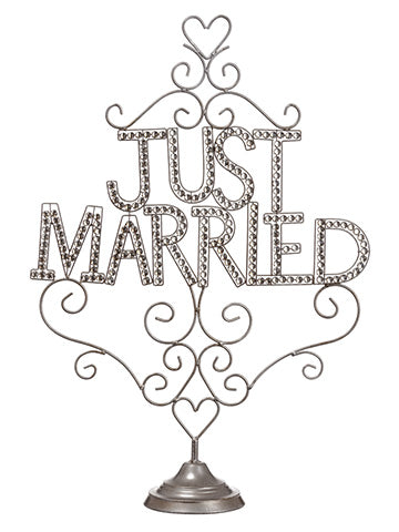 20"L X 28"H Rhinestone Just Married Table Top Antique Silver (pack of 2)