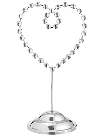 8" Rhinestone Heart Table Top  Clear Silver (pack of 4)