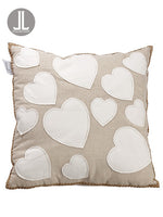 15.5"Wx15.5"L Heart Pillow  Cream Beige (pack of 6)