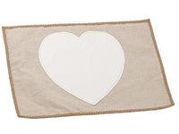 14"Wx19"L Heart Placemat  Cream Beige (pack of 6)