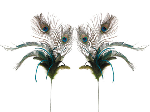 24" Peacock Feather Sprays (2 styles assorted) Peacock (pack of 12)