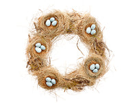 18" Bird's Nest Wreath With Egg Natural Blue (pack of 3)