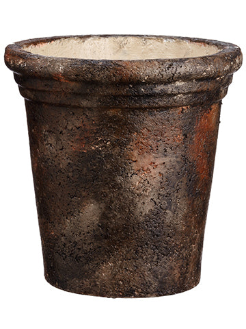 12"Dx12.4"H Paper Mache Pot  Black Brown (pack of 1)
