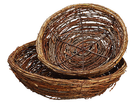 3"-3.5"Hx11"-13.5"D Twig Bowl (2 Ea/set) Brown (pack of 3)