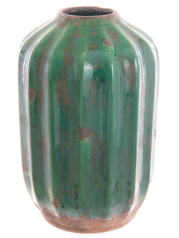 11.4"Hx7.2"D Terra Cotta Pot  Green (pack of 2)