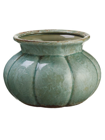 6.5"Hx9"D Ceramic Container  Teal (pack of 6)