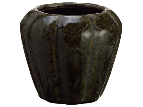 5"Hx5.75"D Terra Cotta Pot  Green Burgundy (pack of 8)