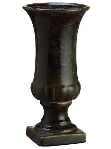 12"Hx5.75"D Terra Cotta Urn  Green Burgundy (pack of 4)