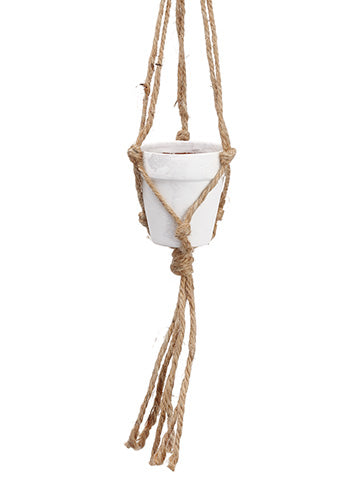 28" Hanging Terra Cotta Pot  White Brown (pack of 6)