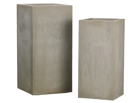 23.6"H-27.5"H Fiber Clay Planter (2 ea./set) Light Gray (pack of 1)