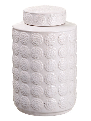 12"Hx7.4"D Stoneware Pot w/Lid Cream (pack of 2)