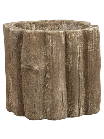 7.75"Hx7.5"D Faux Wood Look Pot Brown (pack of 1)