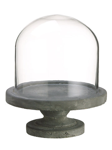 9.4"Hx10.2"D Glass Dome w/Cement Base Clear Stone (pack of 2)