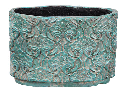 10.5"Hx15.5"D Fiberglass Cement Pot Green (pack of 1)