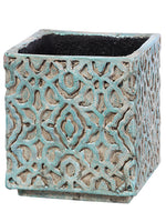 8.25"Hx7.25"Wx7.25"L Fiberglass Cement Pot Green (pack of 2)