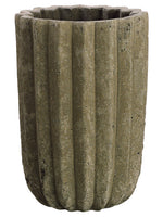 5.1"Dx7.6"H Fluted Cement Pot  Gray (pack of 1)