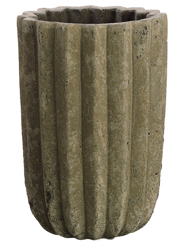 5.1"Dx7.6"H Fluted Cement Pot  Gray (pack of 1)