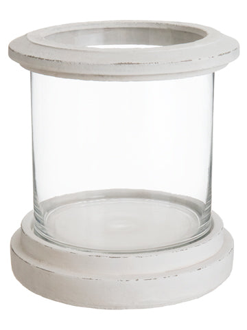 11"Hx9.75"D Cement/Glass Pot  White Clear (pack of 2)
