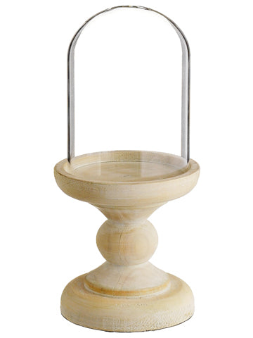 10"Hx4.7"D Glass Dome w/Wood Stand Clear Brown (pack of 4)