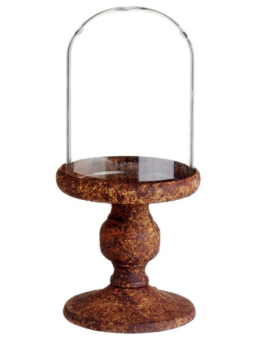 9.2"Hx4.3"D Glass Dome w/Metal Stand Clear Rust (pack of 4)