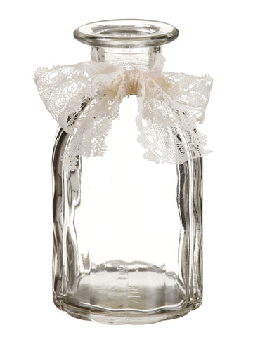 5.5" Glass Vase with Lace  Clear (pack of 12)